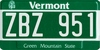 VT license plate ZBZ951
