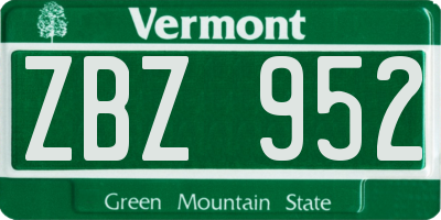 VT license plate ZBZ952