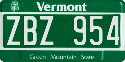 VT license plate ZBZ954