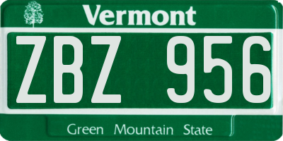 VT license plate ZBZ956