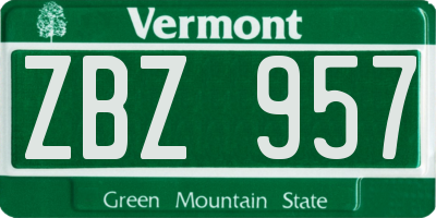 VT license plate ZBZ957