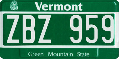 VT license plate ZBZ959