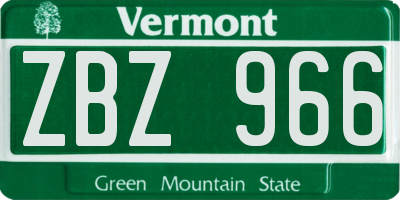 VT license plate ZBZ966