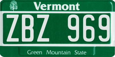 VT license plate ZBZ969