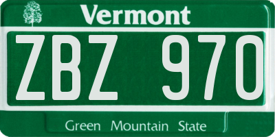 VT license plate ZBZ970