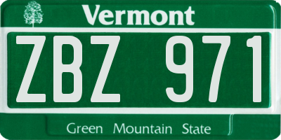 VT license plate ZBZ971
