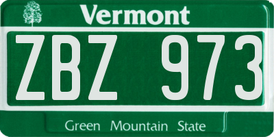 VT license plate ZBZ973