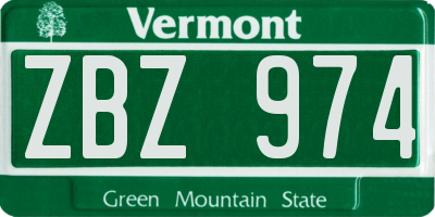 VT license plate ZBZ974