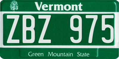 VT license plate ZBZ975