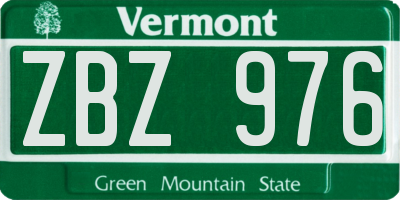 VT license plate ZBZ976