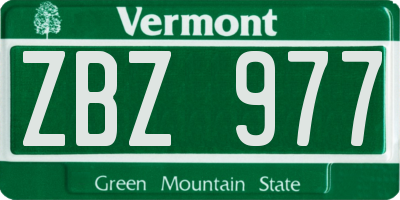 VT license plate ZBZ977
