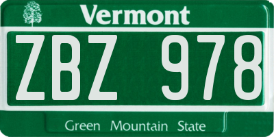 VT license plate ZBZ978