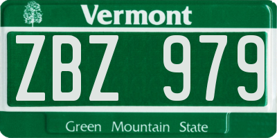 VT license plate ZBZ979