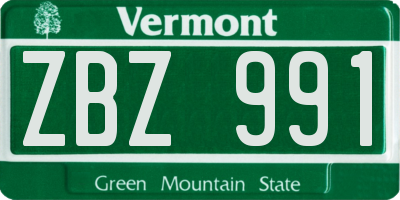 VT license plate ZBZ991
