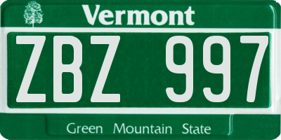 VT license plate ZBZ997