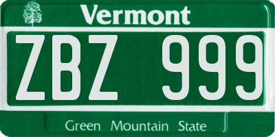 VT license plate ZBZ999