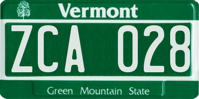 VT license plate ZCA028