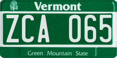 VT license plate ZCA065