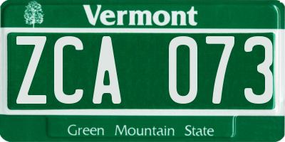 VT license plate ZCA073