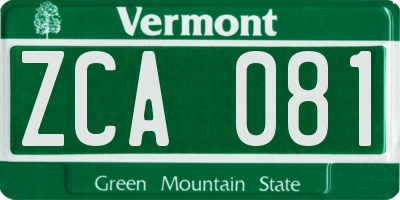 VT license plate ZCA081