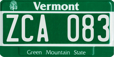 VT license plate ZCA083