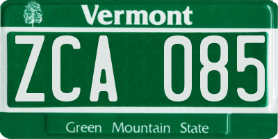 VT license plate ZCA085