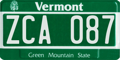 VT license plate ZCA087