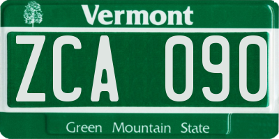 VT license plate ZCA090