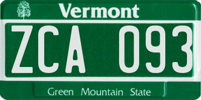 VT license plate ZCA093
