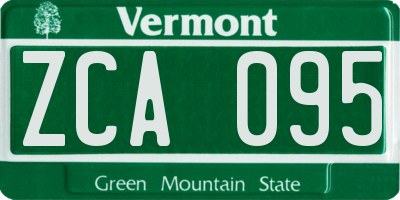 VT license plate ZCA095