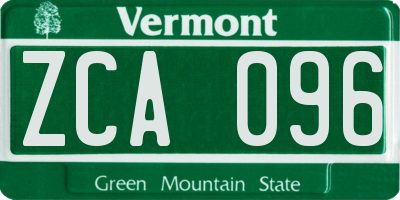 VT license plate ZCA096