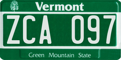 VT license plate ZCA097
