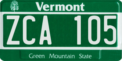 VT license plate ZCA105