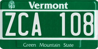 VT license plate ZCA108