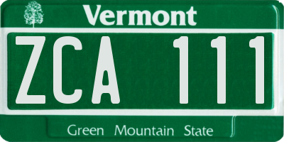 VT license plate ZCA111