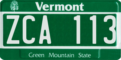 VT license plate ZCA113