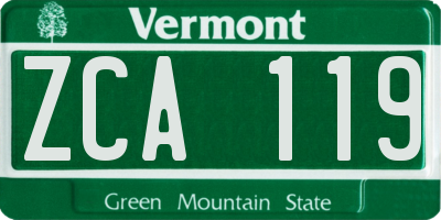 VT license plate ZCA119