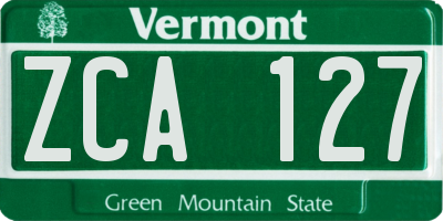 VT license plate ZCA127