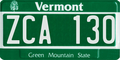 VT license plate ZCA130