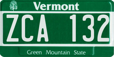 VT license plate ZCA132