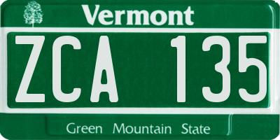 VT license plate ZCA135