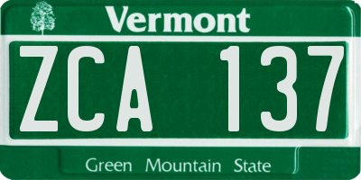 VT license plate ZCA137