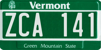 VT license plate ZCA141