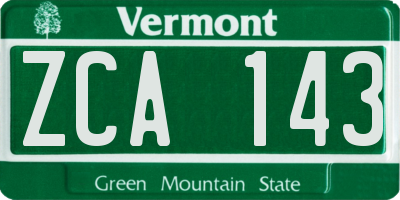 VT license plate ZCA143