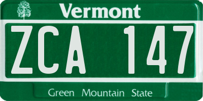 VT license plate ZCA147