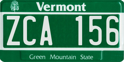 VT license plate ZCA156