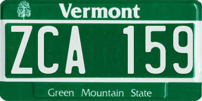 VT license plate ZCA159