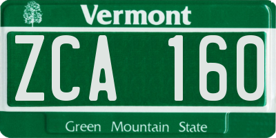 VT license plate ZCA160