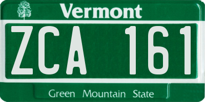 VT license plate ZCA161