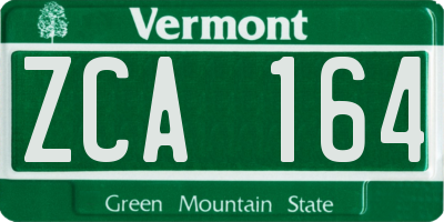 VT license plate ZCA164